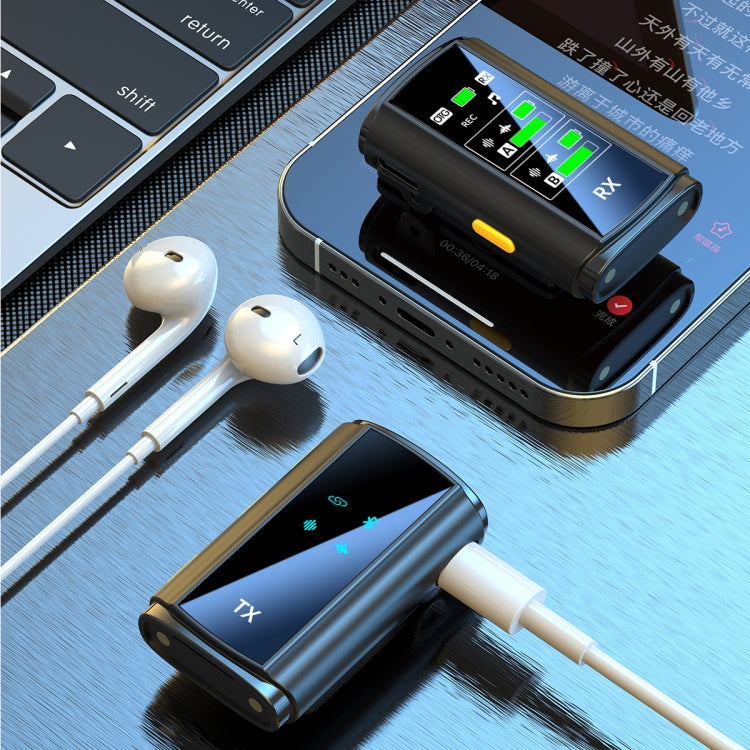 J28 1 TX + 2 RX Lavalier Smart Noise Reduction Wireless Microphone with Charging Compartment