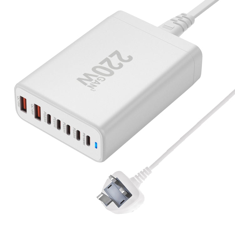 5C2A-220W GaN 220W USB x 2, USB-C / Type-C x 5 Fast Charger, Plug Type:UK Plug