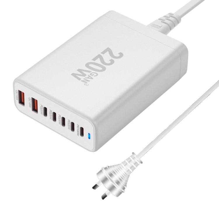 5C2A-220W GaN 220W USB x 2, USB-C / Type-C x 5 Fast Charger, Plug Type:AU Plug