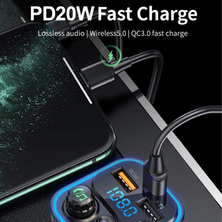 WEKOME WP-C52 Pop Digital Series MP3 Wireless Fast Charging Car Charger - Black
