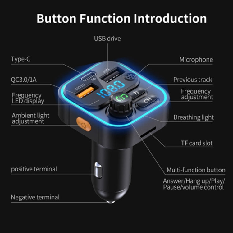WEKOME WP-C52 Pop Digital Series MP3 Wireless Fast Charging Car Charger - Black