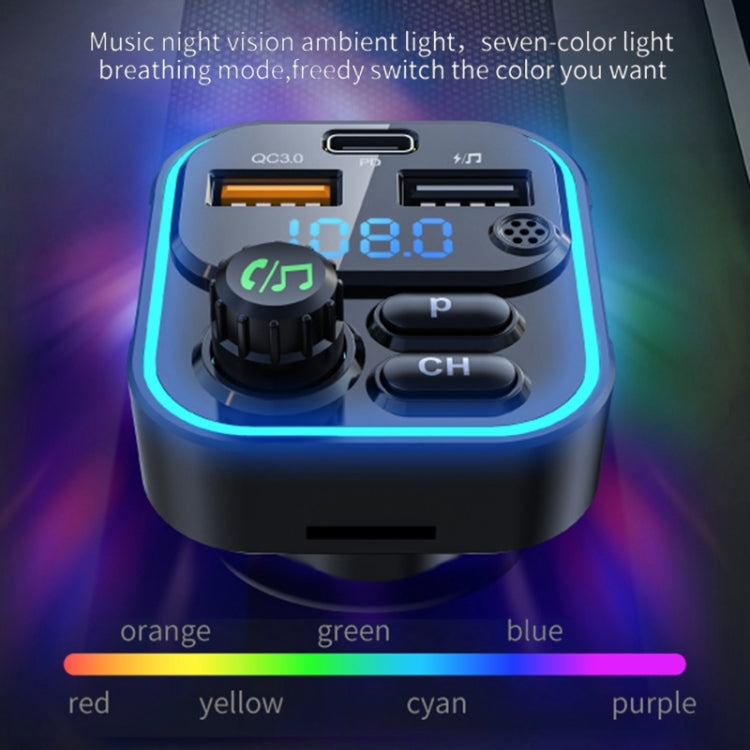 WEKOME WP-C52 Pop Digital Series MP3 Wireless Fast Charging Car Charger - Black