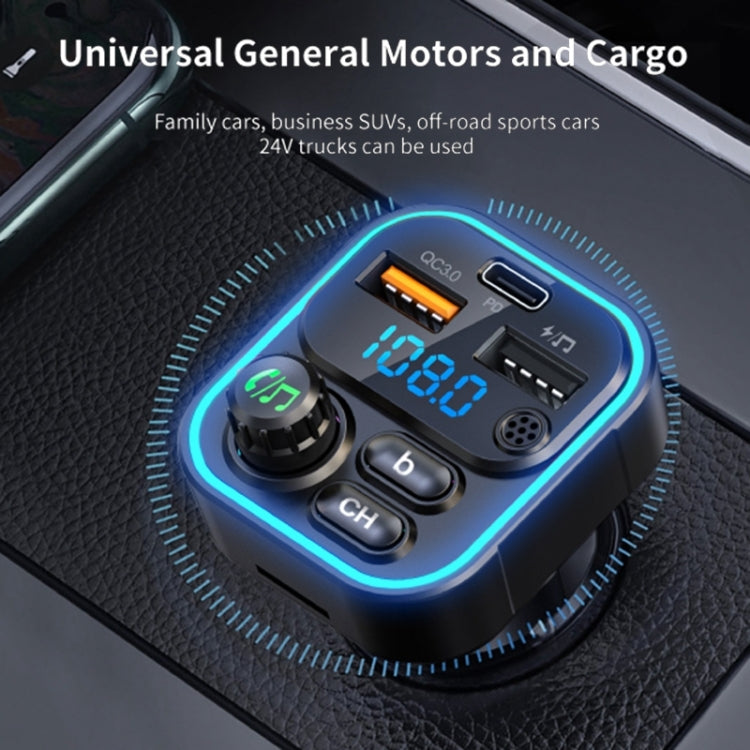 WEKOME WP-C52 Pop Digital Series MP3 Wireless Fast Charging Car Charger - Black