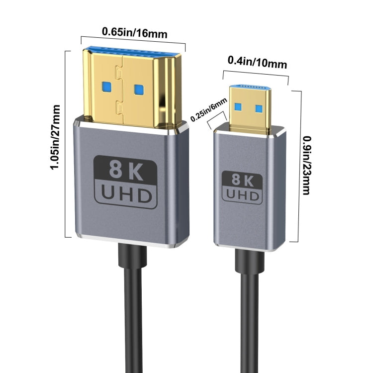 1.2m Coaxial Micro HDMI to HDMI 8K UHD 48Gbps Video Connection Cable, Style:Straight Head