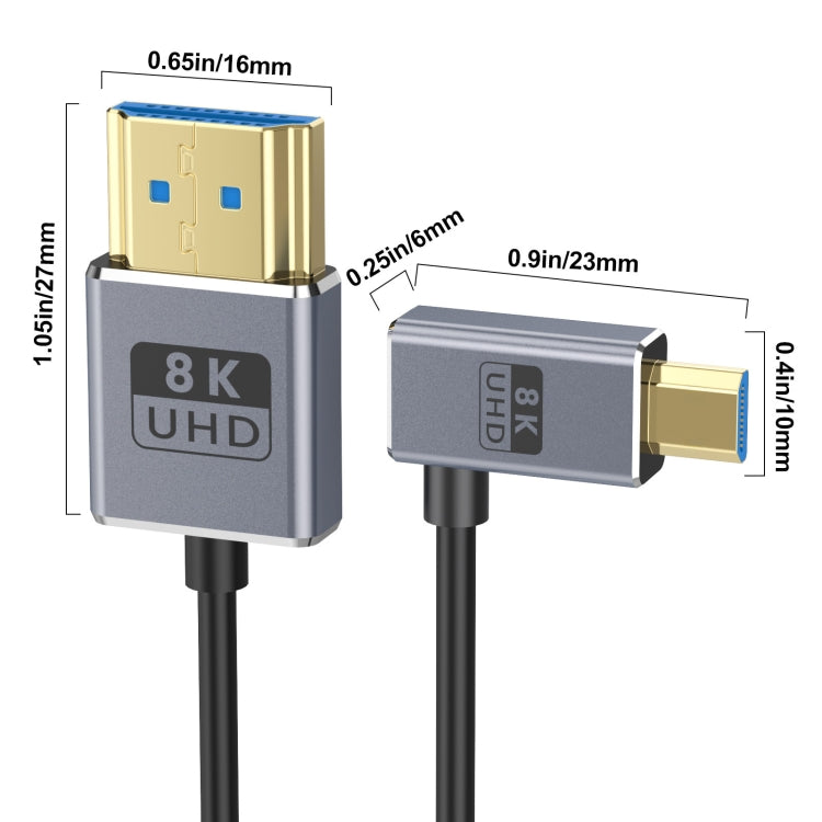 1.2m Coaxial Micro HDMI to HDMI 8K UHD 48Gbps Video Connection Cable, Style:Left Elbow