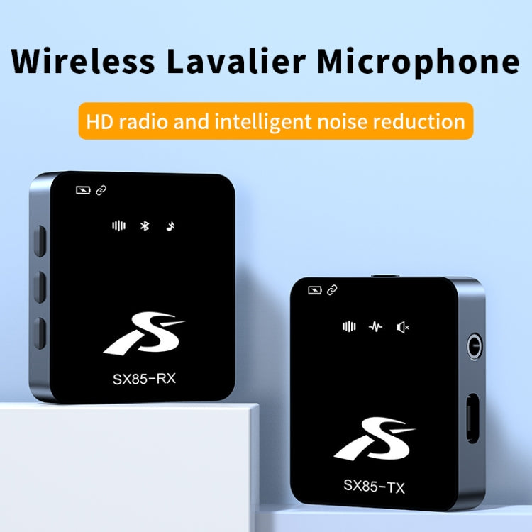 SX85 1 TX + 1 RX Square Smart Noise Reduction Lavalier Wireless Microphone