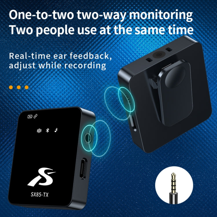 SX85 1 TX + 1 RX Square Smart Noise Reduction Lavalier Wireless Microphone