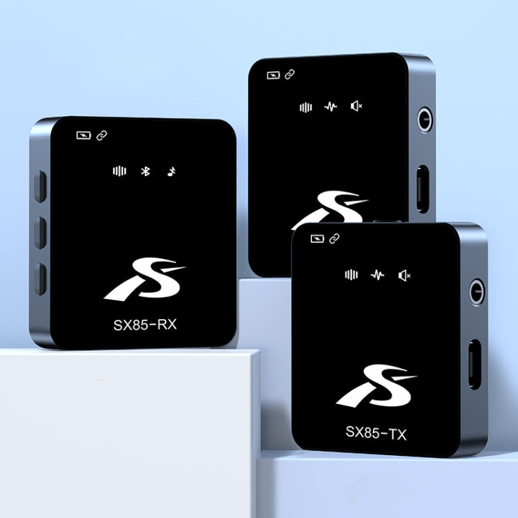 SX85 1 TX + 2 RX Square Smart Noise Reduction Lavalier Wireless Microphone