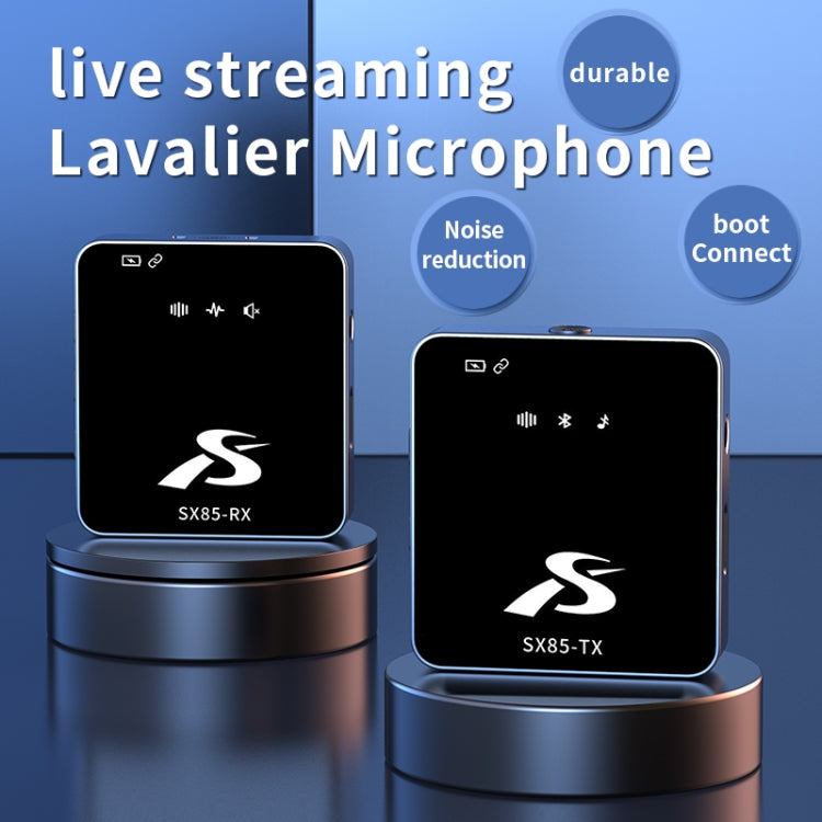 SX85 1 TX + 2 RX Square Smart Noise Reduction Lavalier Wireless Microphone