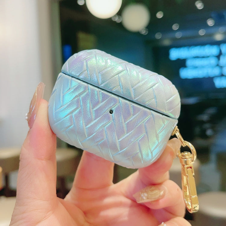 For AirPods Pro Colorful Weaving Texture Earbuds Box PC Case with Hook