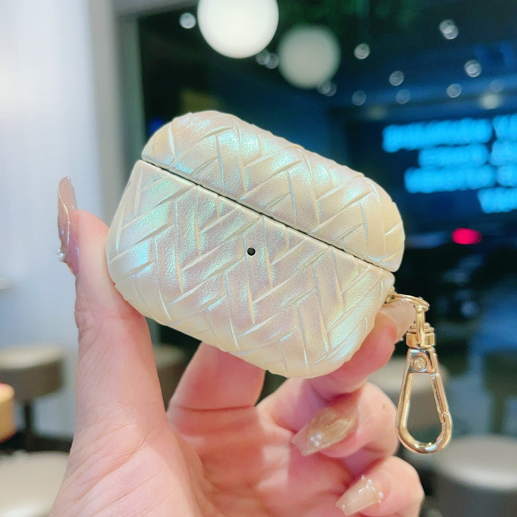 For AirPods Pro Colorful Weaving Texture Earbuds Box PC Case with Hook