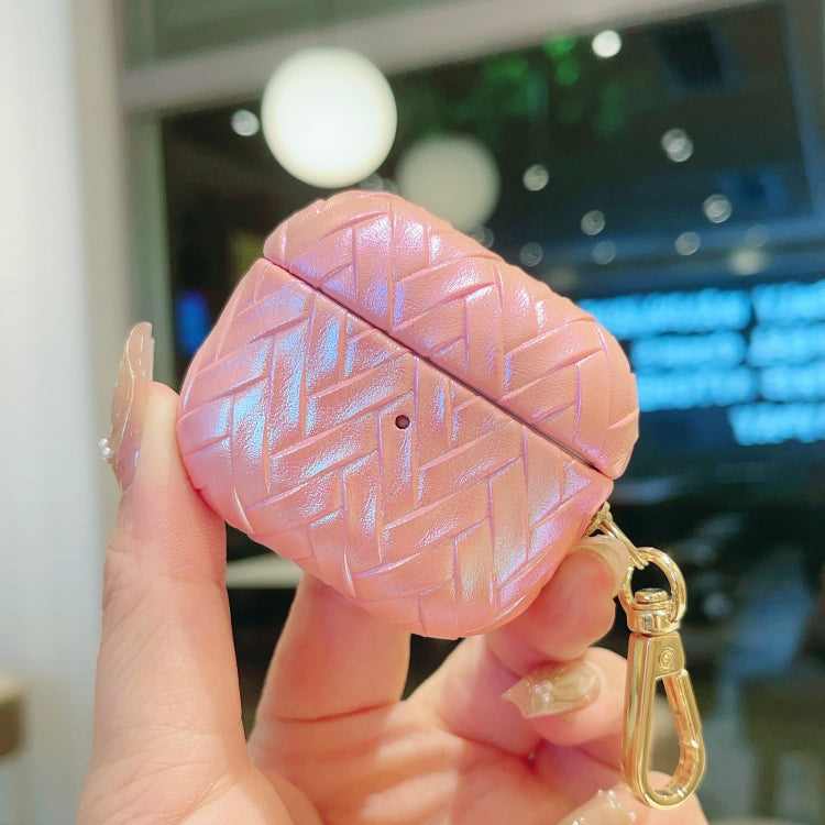 For AirPods 4 Colorful Weaving Texture Earbuds Box PC Case with Hook