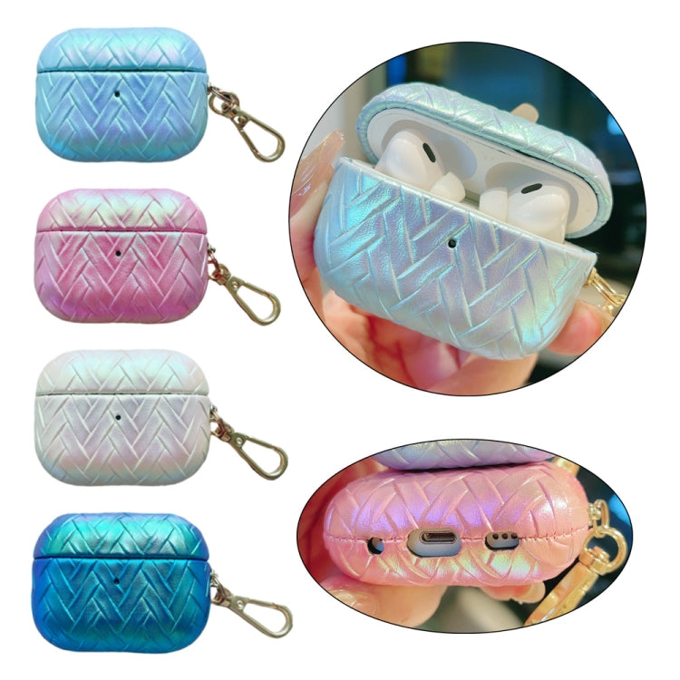 For AirPods 3 Colorful Weaving Texture Earbuds Box PC Case with Hook