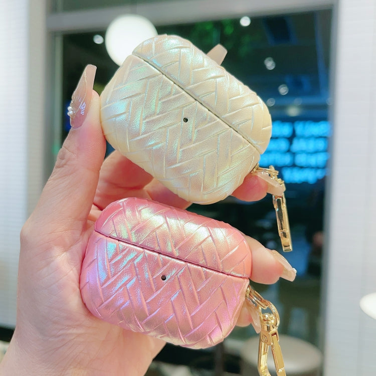 For AirPods 3 Colorful Weaving Texture Earbuds Box PC Case with Hook