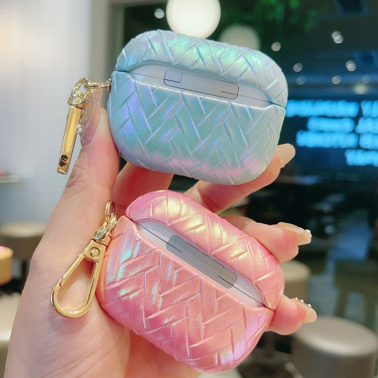 For AirPods 3 Colorful Weaving Texture Earbuds Box PC Case with Hook
