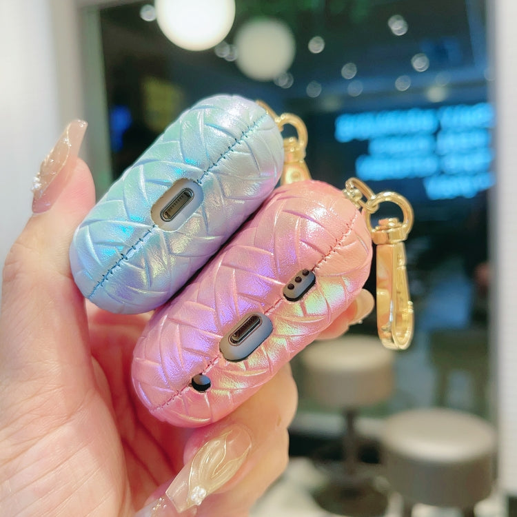 For AirPods Pro Colorful Weaving Texture Earbuds Box PC Case with Hook