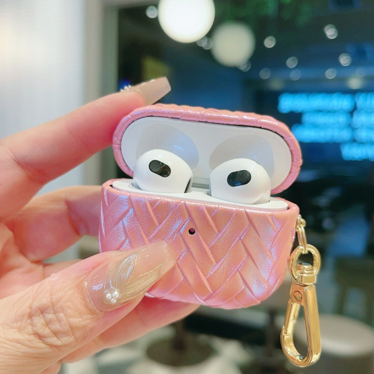 For AirPods 3 Colorful Weaving Texture Earbuds Box PC Case with Hook