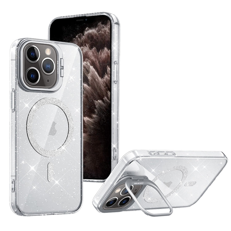 For iPhone 11 Pro Max Shiny Shield MagSafe Lens Holder Phone Case