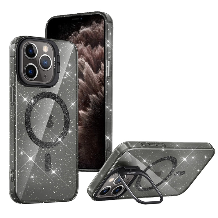 For iPhone 11 Pro Max Shiny Shield MagSafe Lens Holder Phone Case