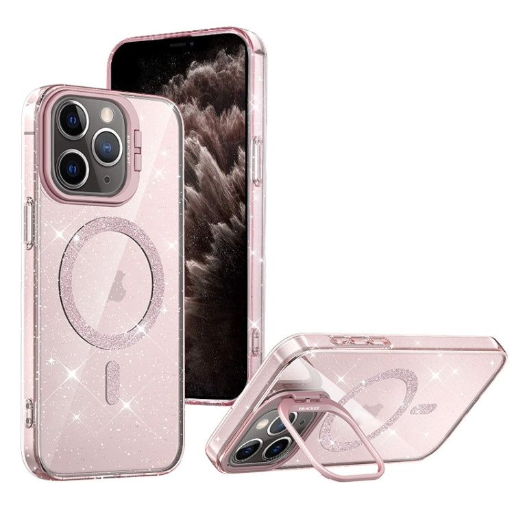 For iPhone 11 Pro Max Shiny Shield MagSafe Lens Holder Phone Case