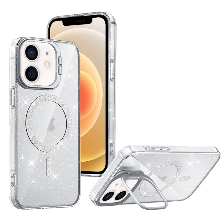 For iPhone 12 Shiny Shield MagSafe Lens Holder Phone Case