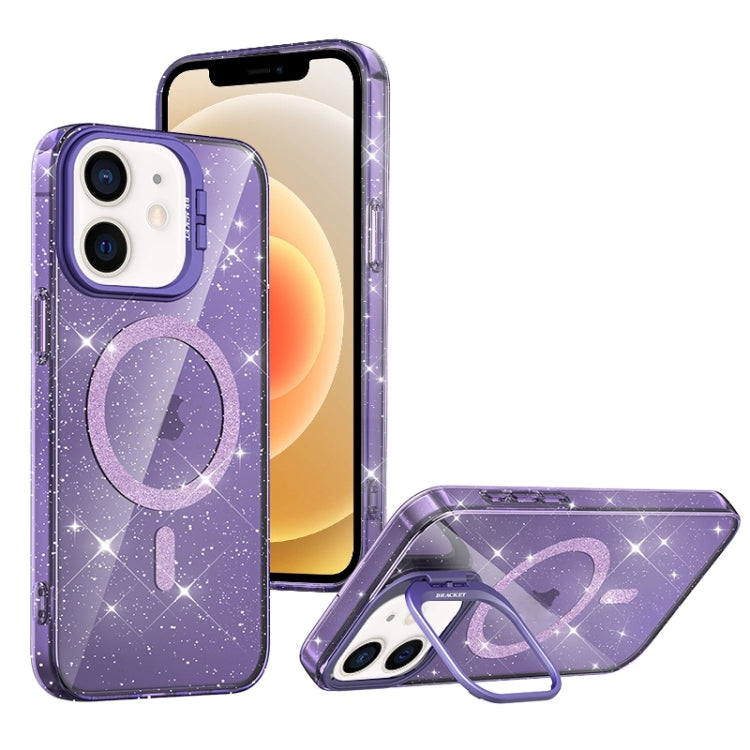 For iPhone 12 Shiny Shield MagSafe Lens Holder Phone Case