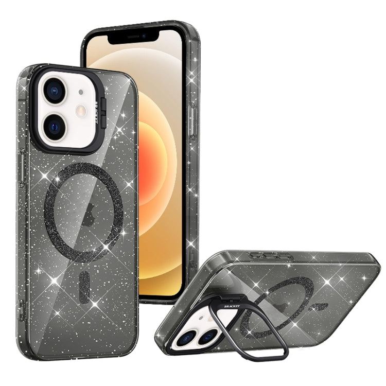 For iPhone 12 Shiny Shield MagSafe Lens Holder Phone Case