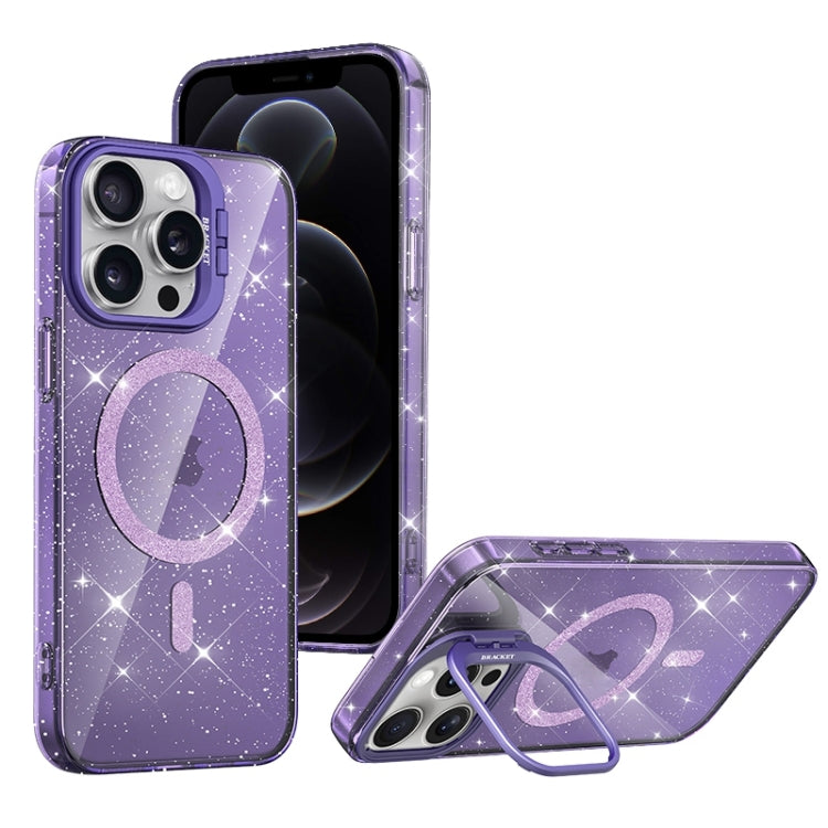 For iPhone 12 Pro Shiny Shield MagSafe Lens Holder Phone Case