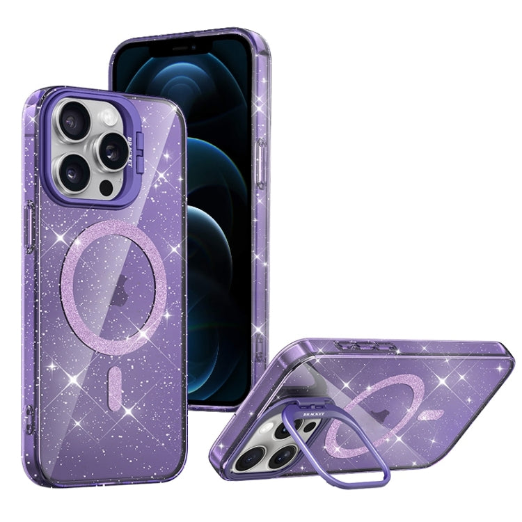 For iPhone 12 Pro Max Shiny Shield MagSafe Lens Holder Phone Case