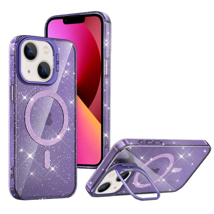 For iPhone 13 Shiny Shield MagSafe Lens Holder Phone Case