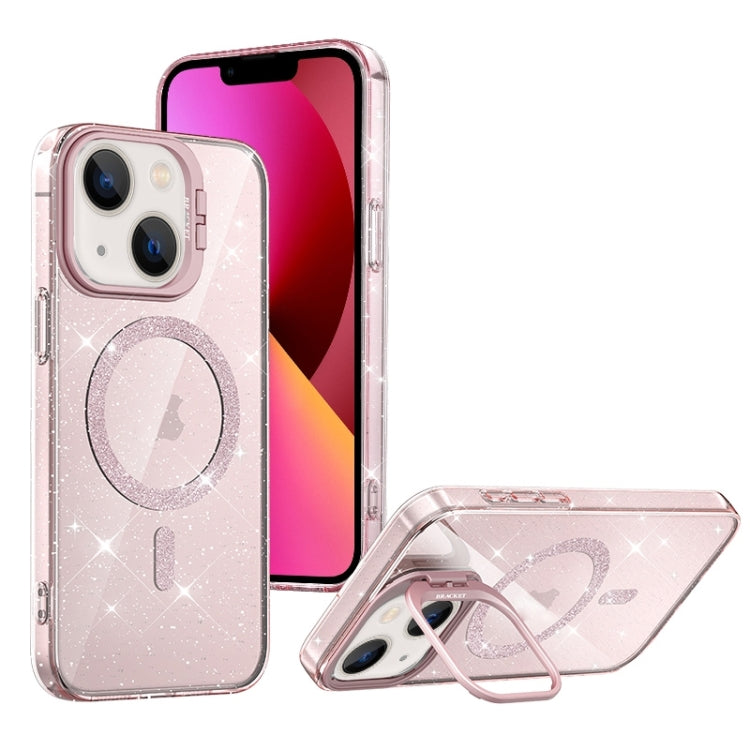 For iPhone 13 Shiny Shield MagSafe Lens Holder Phone Case
