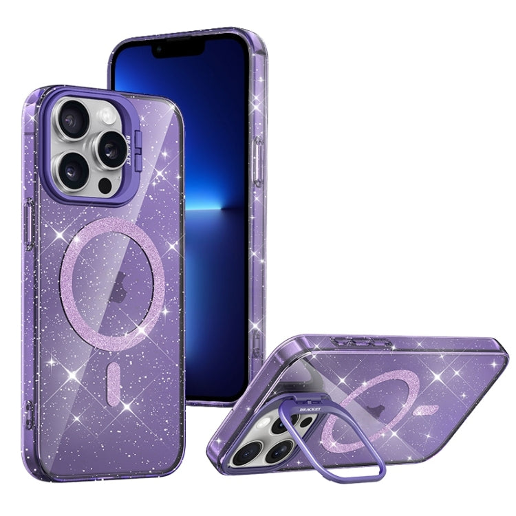 For iPhone 13 Pro Shiny Shield MagSafe Lens Holder Phone Case