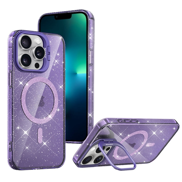 For iPhone 13 Pro Max Shiny Shield MagSafe Lens Holder Phone Case