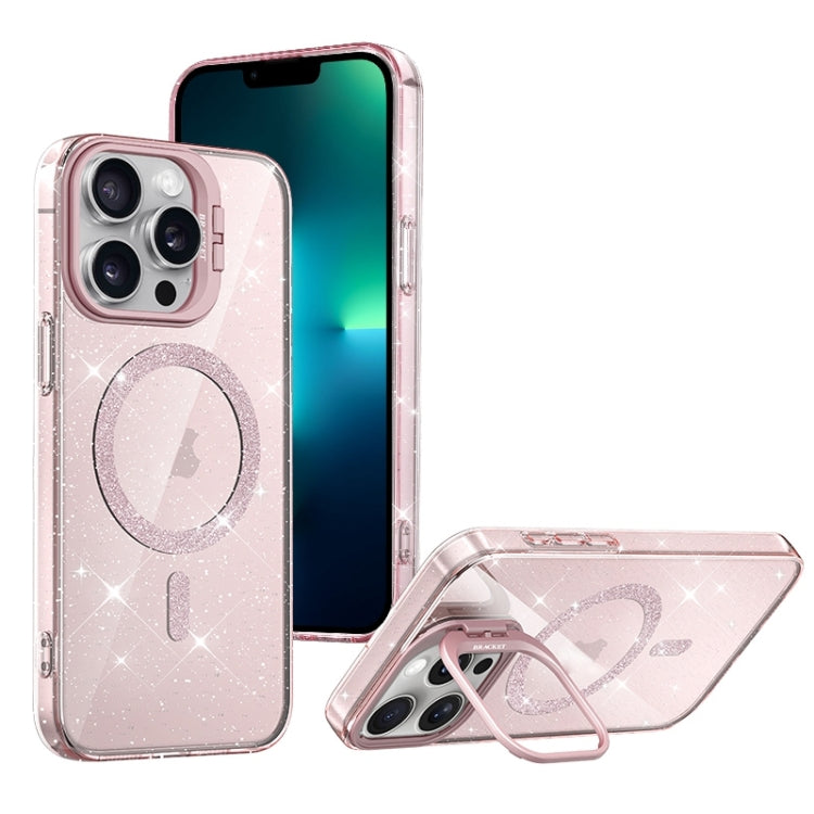 For iPhone 13 Pro Max Shiny Shield MagSafe Lens Holder Phone Case