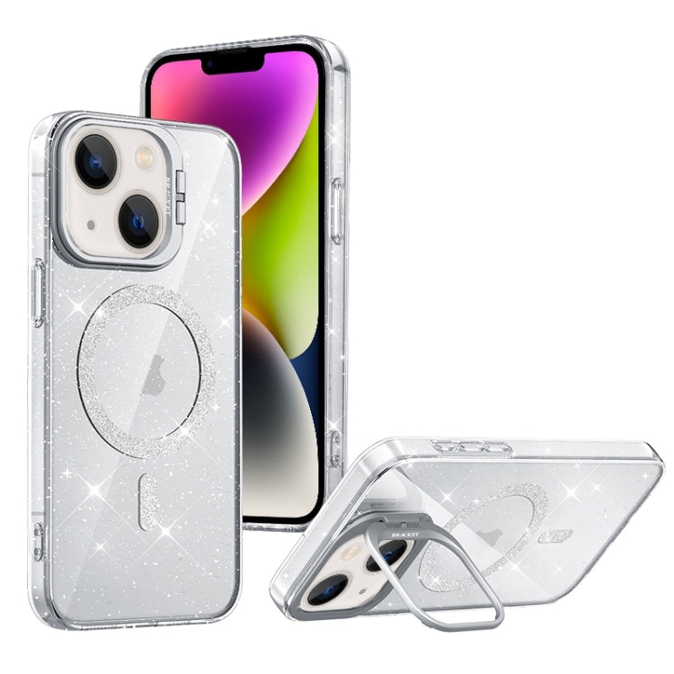 For iPhone 14 Shiny Shield MagSafe Lens Holder Phone Case
