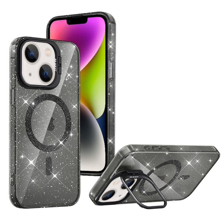 For iPhone 14 Shiny Shield MagSafe Lens Holder Phone Case