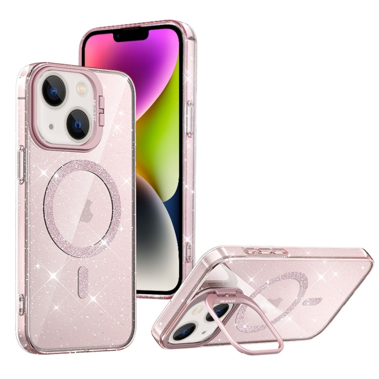 For iPhone 14 Shiny Shield MagSafe Lens Holder Phone Case