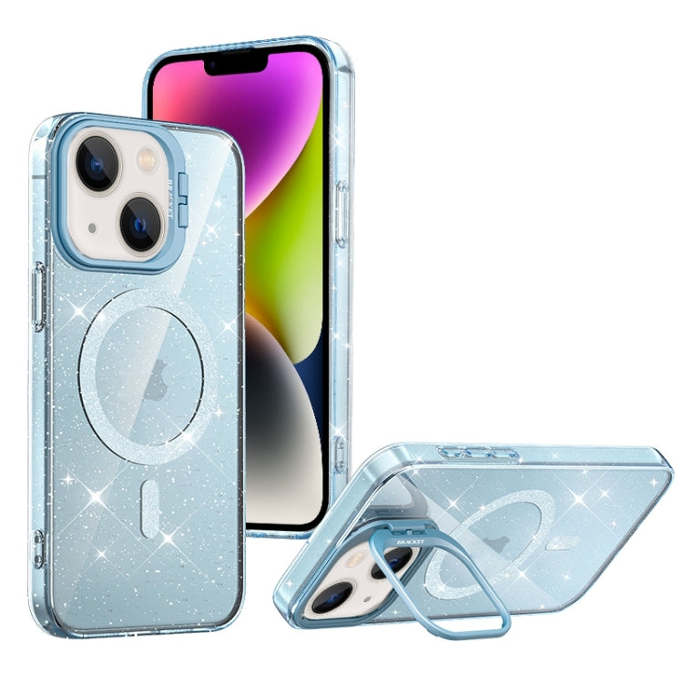 For iPhone 14 Shiny Shield MagSafe Lens Holder Phone Case