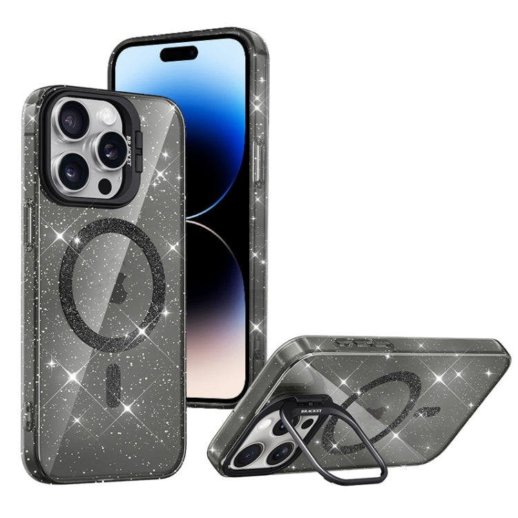 For iPhone 14 Pro Shiny Shield MagSafe Lens Holder Phone Case