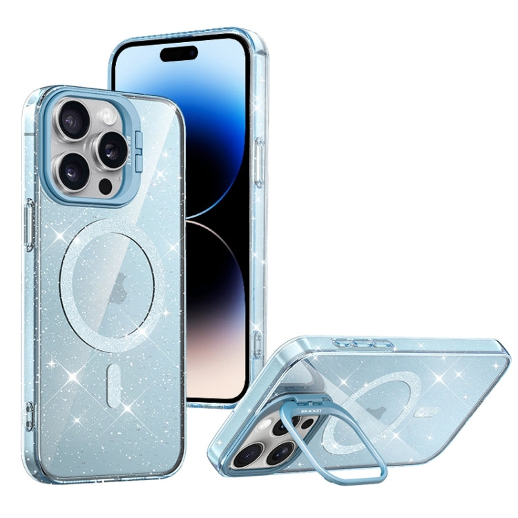 For iPhone 14 Pro Max Shiny Shield MagSafe Lens Holder Phone Case