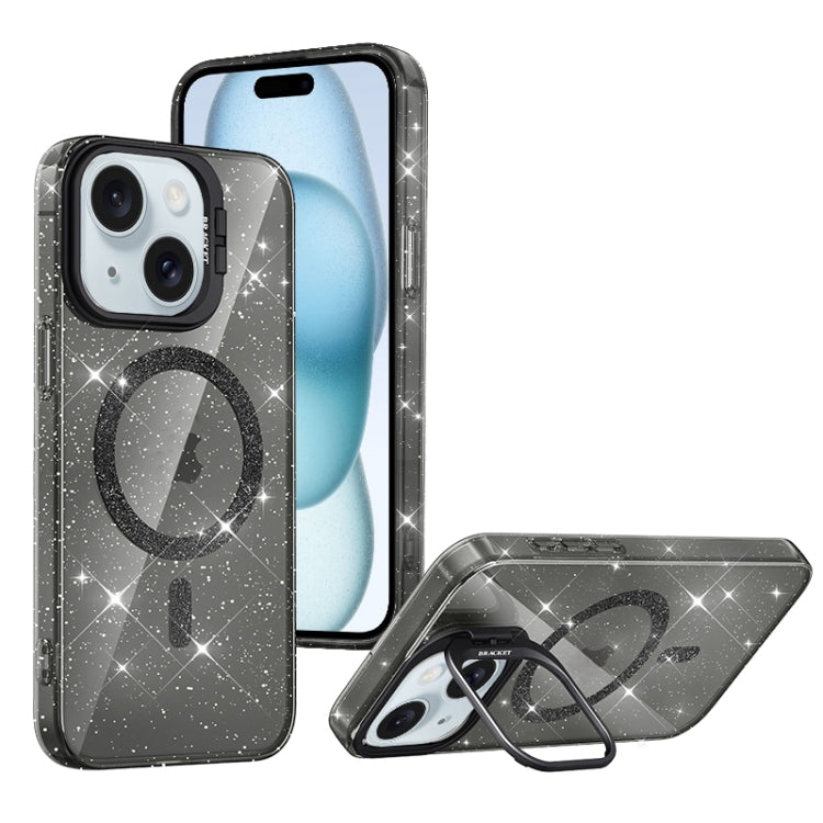 For iPhone 15 Shiny Shield MagSafe Lens Holder Phone Case