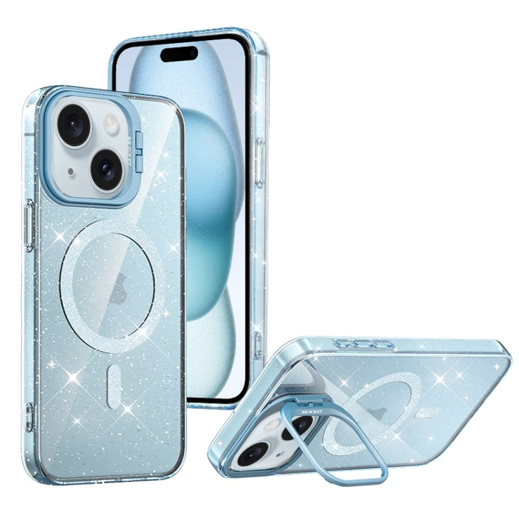 For iPhone 15 Shiny Shield MagSafe Lens Holder Phone Case