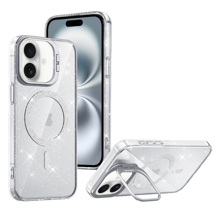 For iPhone 16 Shiny Shield MagSafe Lens Holder Phone Case