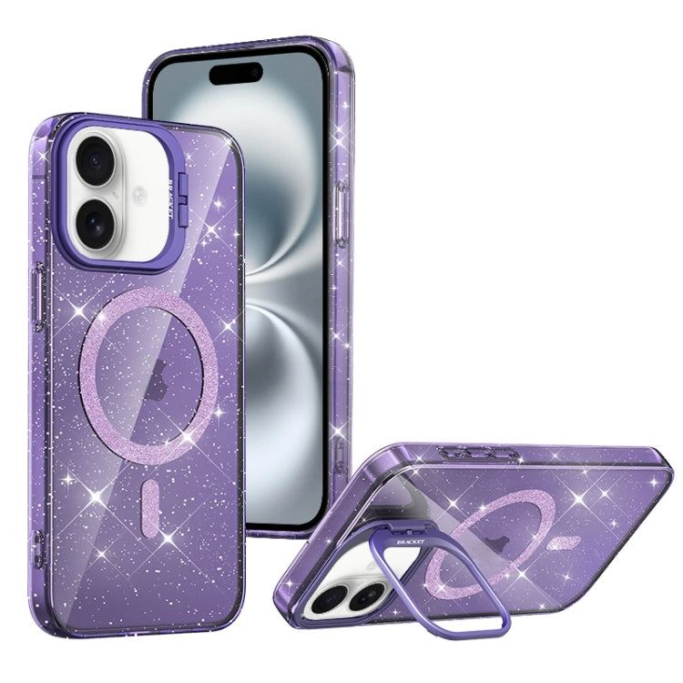 For iPhone 16 Shiny Shield MagSafe Lens Holder Phone Case
