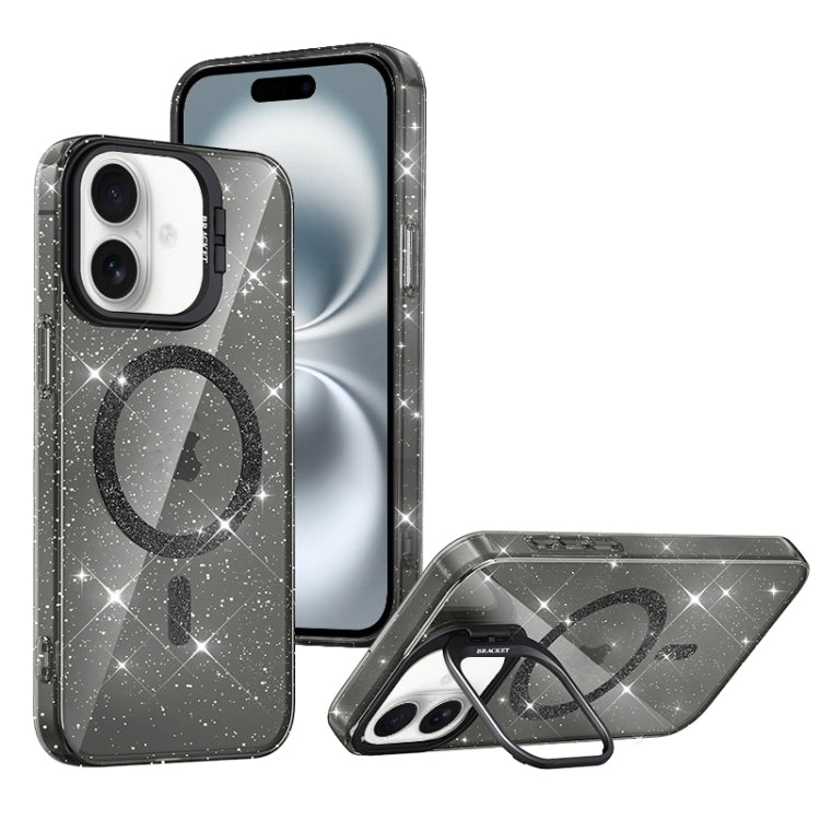 For iPhone 16 Shiny Shield MagSafe Lens Holder Phone Case