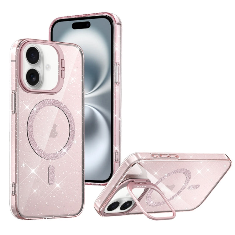 For iPhone 16 Shiny Shield MagSafe Lens Holder Phone Case