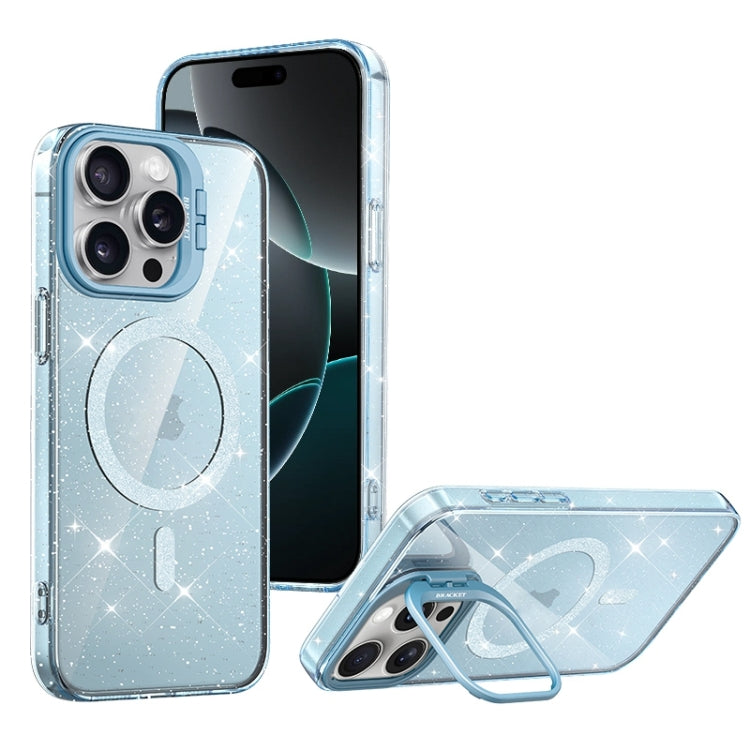 For iPhone 16 Pro Shiny Shield MagSafe Lens Holder Phone Case
