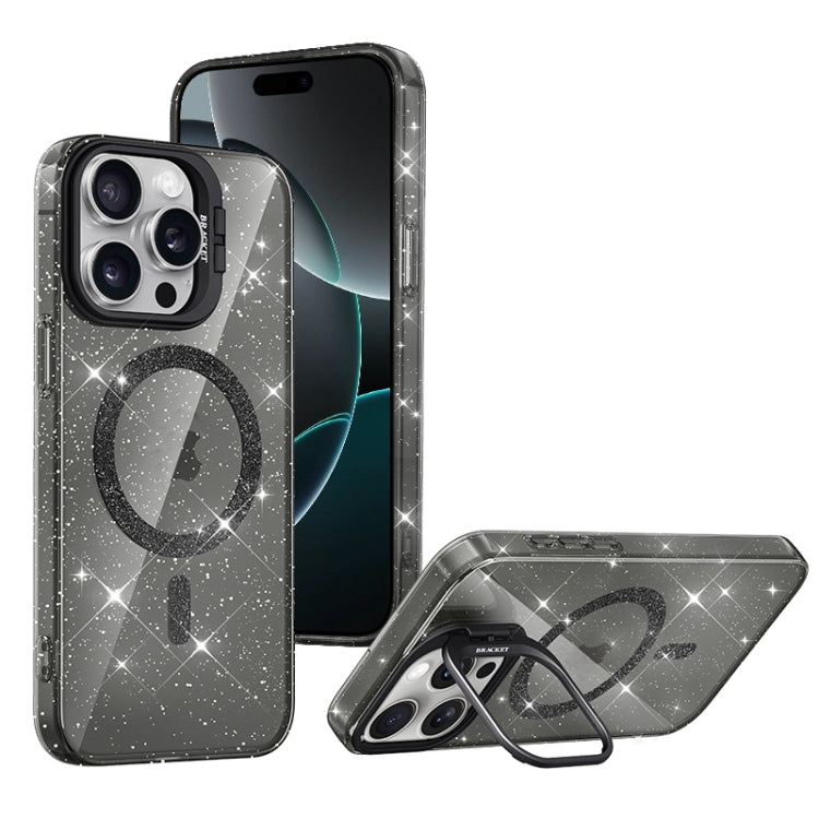 For iPhone 16 Pro Max Shiny Shield MagSafe Lens Holder Phone Case