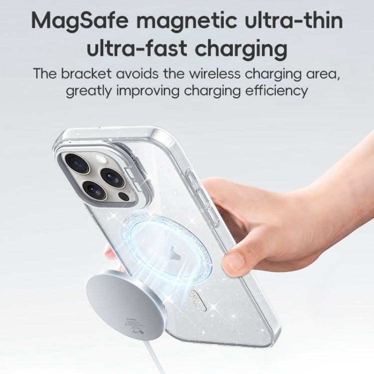 For iPhone 12 Shiny Shield MagSafe Lens Holder Phone Case