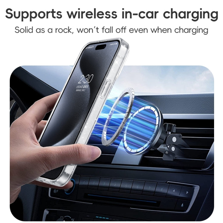 For iPhone 15 Shiny Shield MagSafe Lens Holder Phone Case